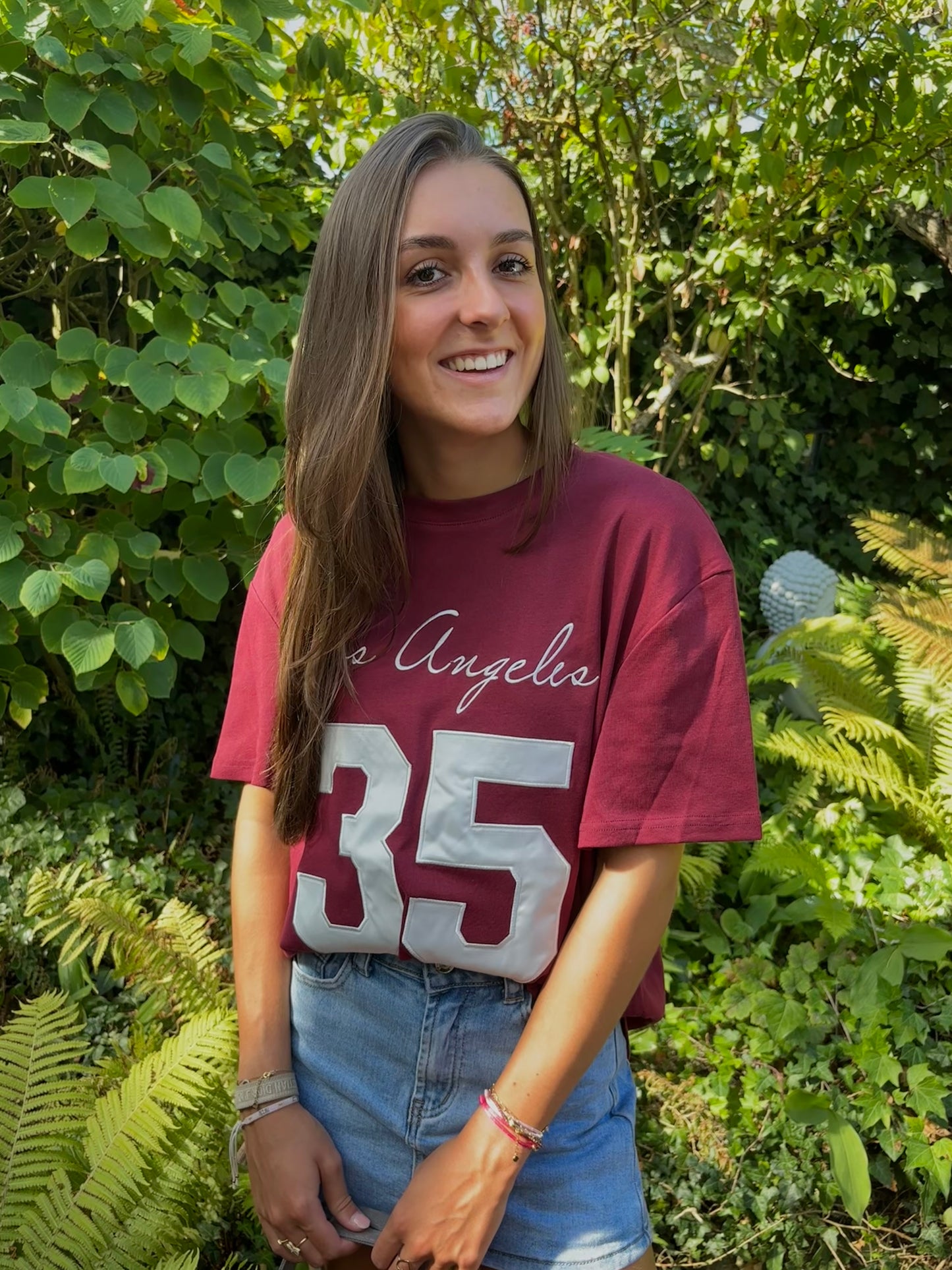 Ambika baseball tee - bordeaux rood