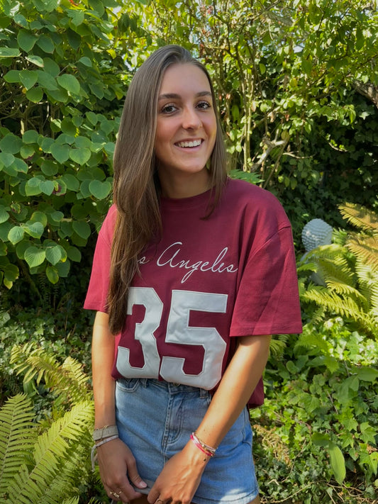 Ambika baseball tee - bordeaux rood