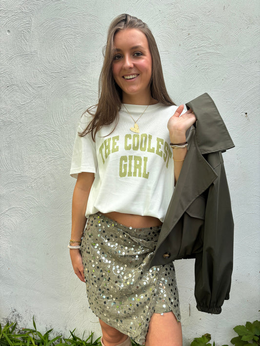 Ambika t-shirt Cool Girl - wit/groen