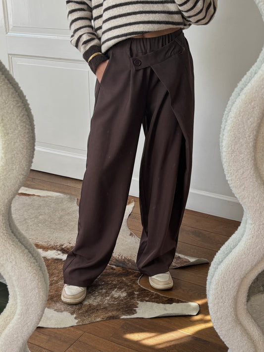Asymmetric pantalon - bruin