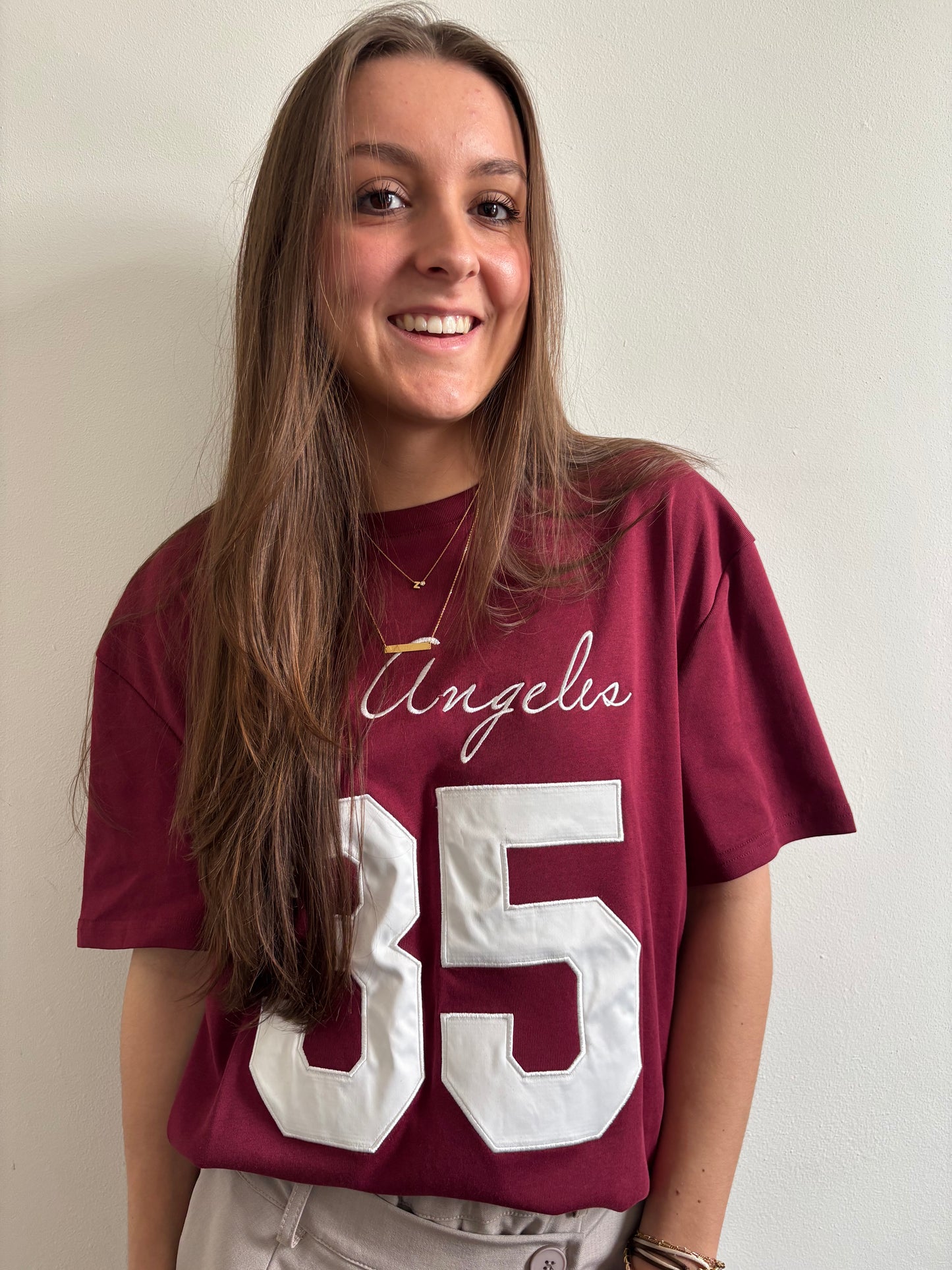 Ambika baseball tee - bordeaux rood
