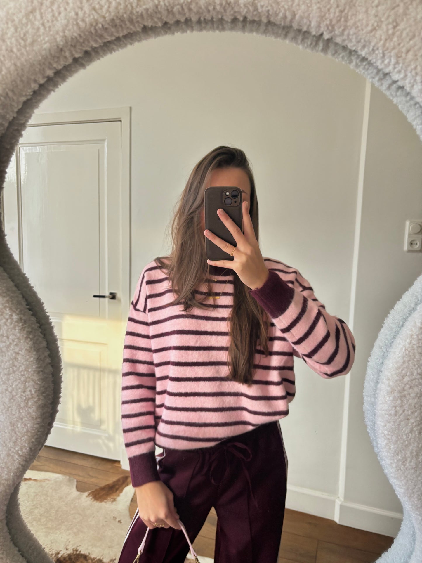 Striped cardigan roze/rood