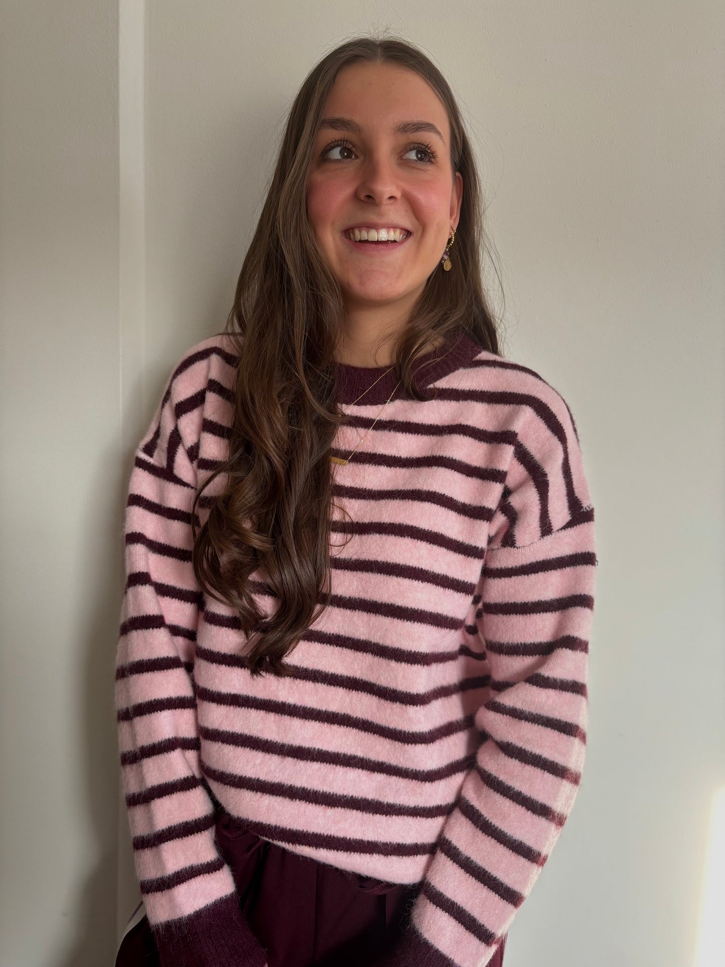 Striped cardigan roze/rood