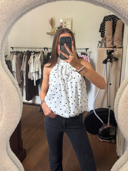 Halter top polkadot - wit