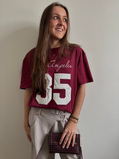 Ambika baseball tee - bordeaux rood