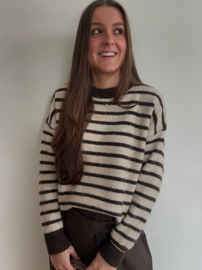 Striped cardigan beige/bruin