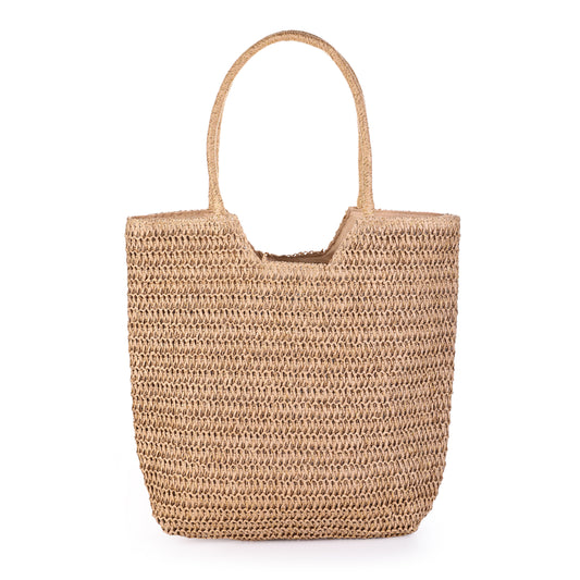 Strandtas gevlochten - khaki