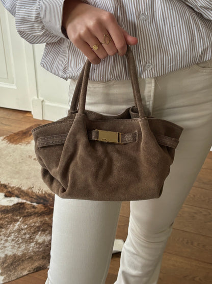 Suède handtas - taupe
