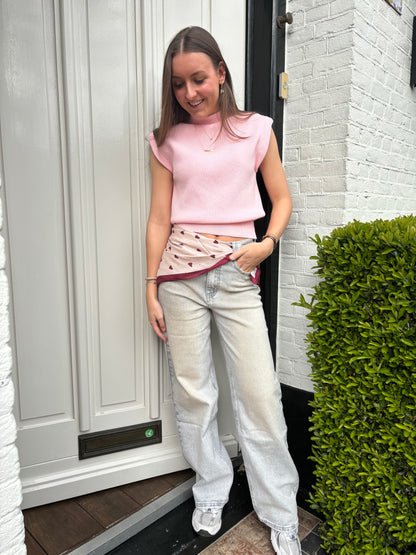 Queen Hearts glitter jeans - grijs