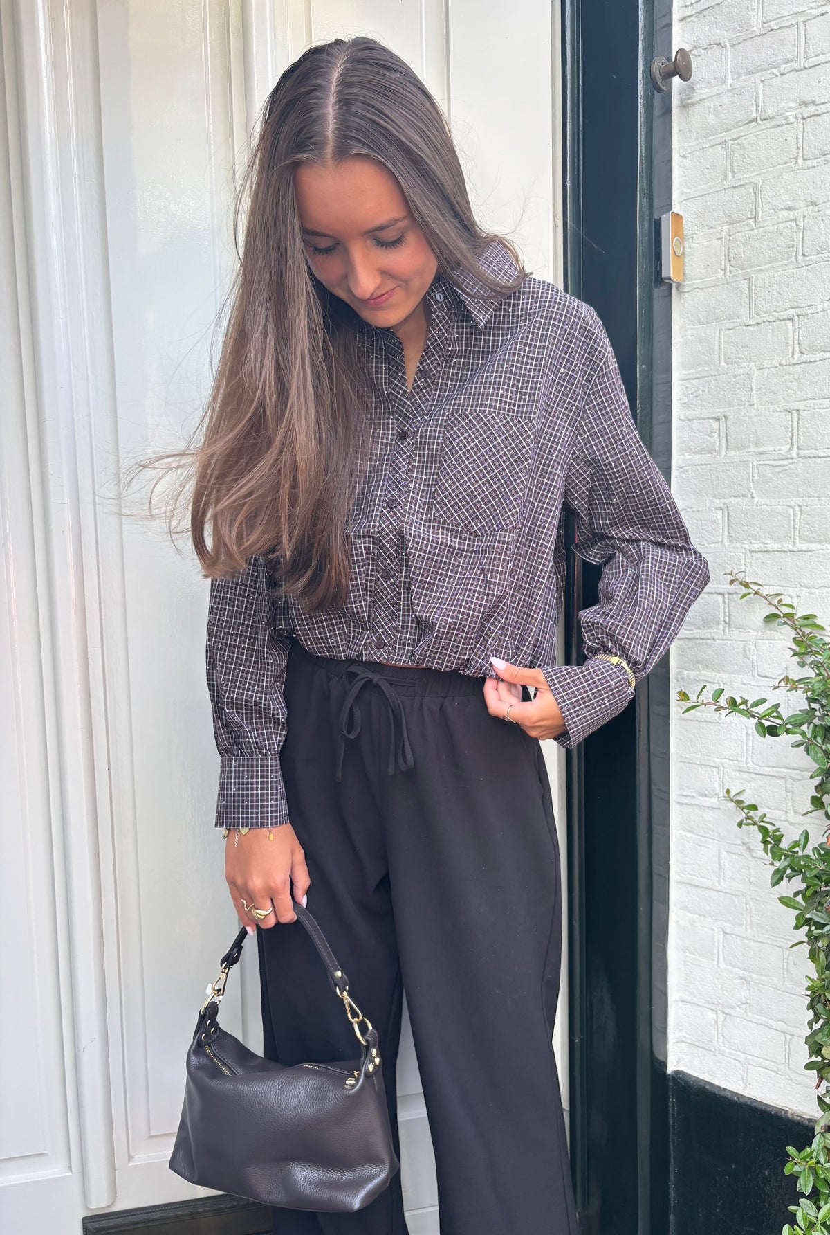 Glitter blouse - bruin