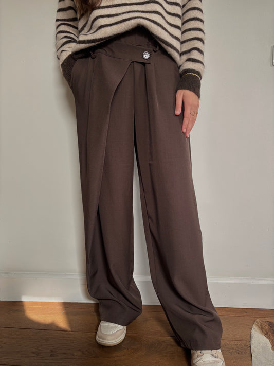 Asymmetric pantalon - bruin