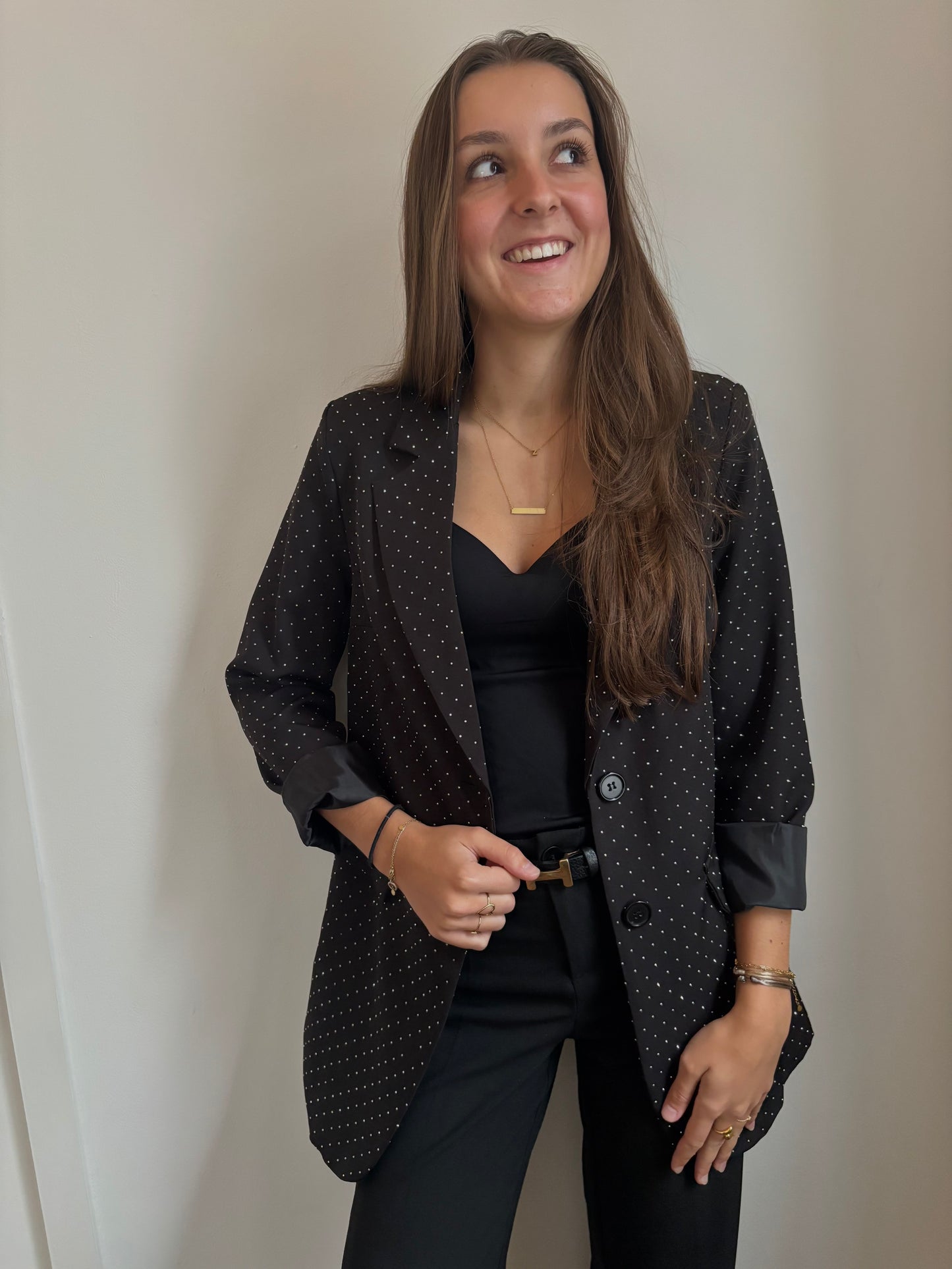 Glitter blazer - zwart