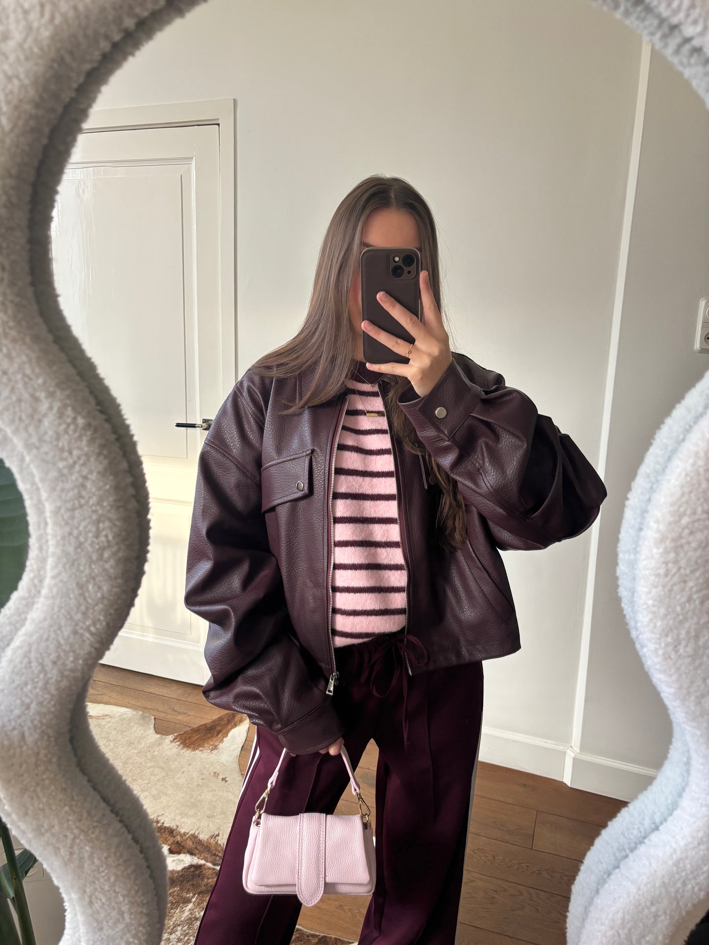 Striped cardigan roze/rood