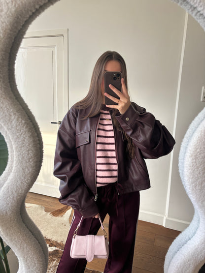 Striped cardigan roze/rood