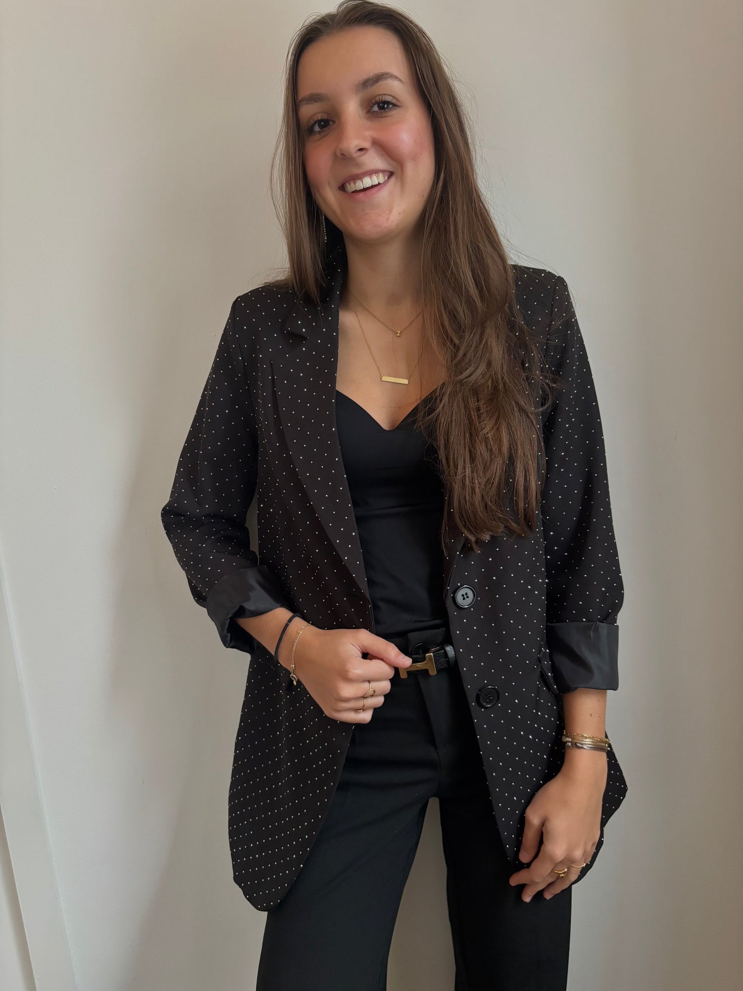 Glitter blazer - zwart