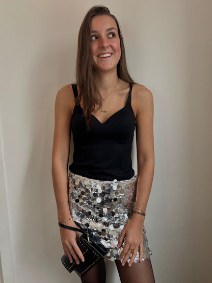 Glitter rok - zilver