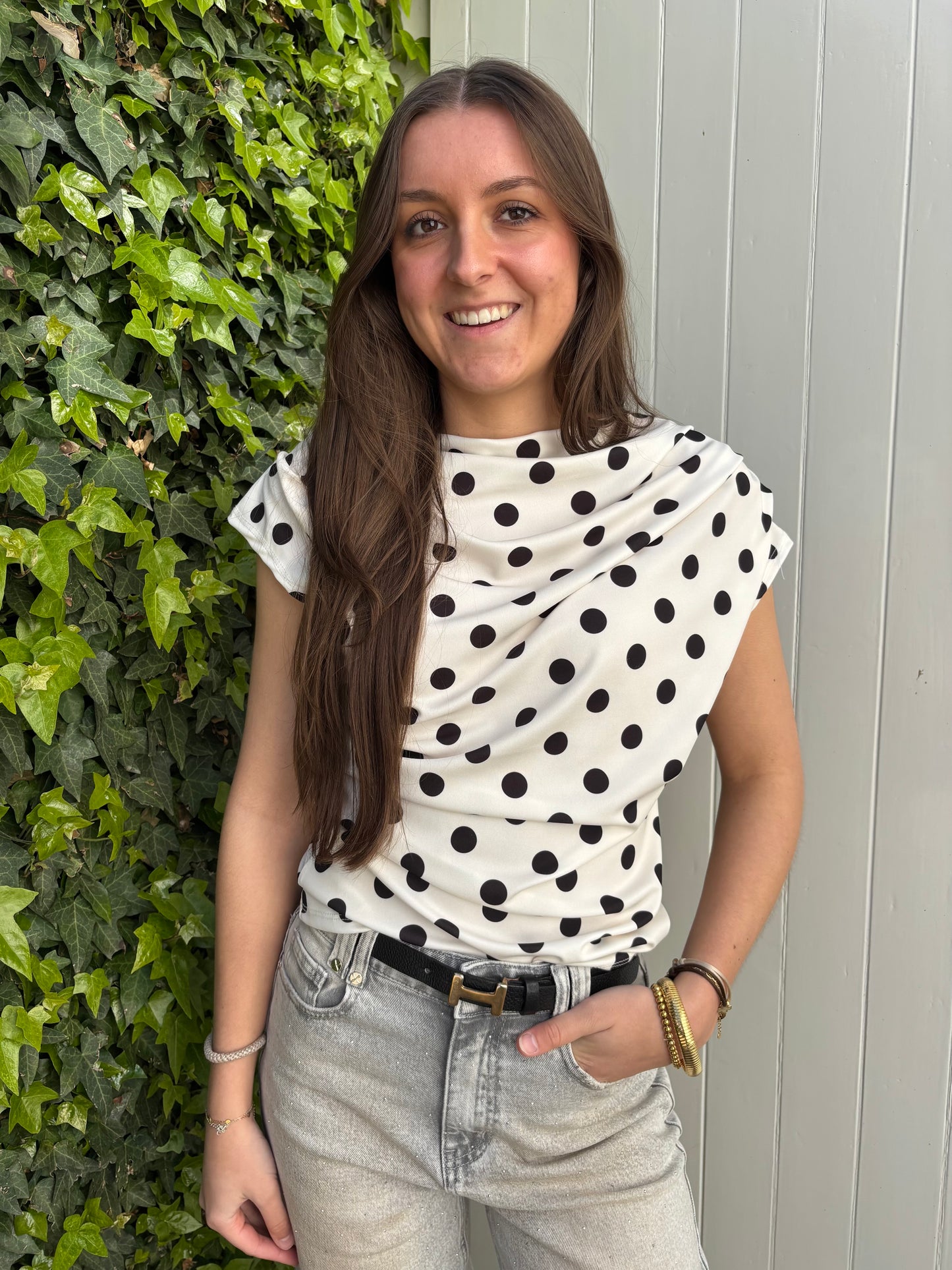 Polkadot top - wit
