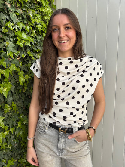 Polkadot top - wit