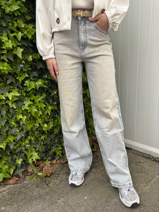 Queen Hearts glitter jeans - grijs