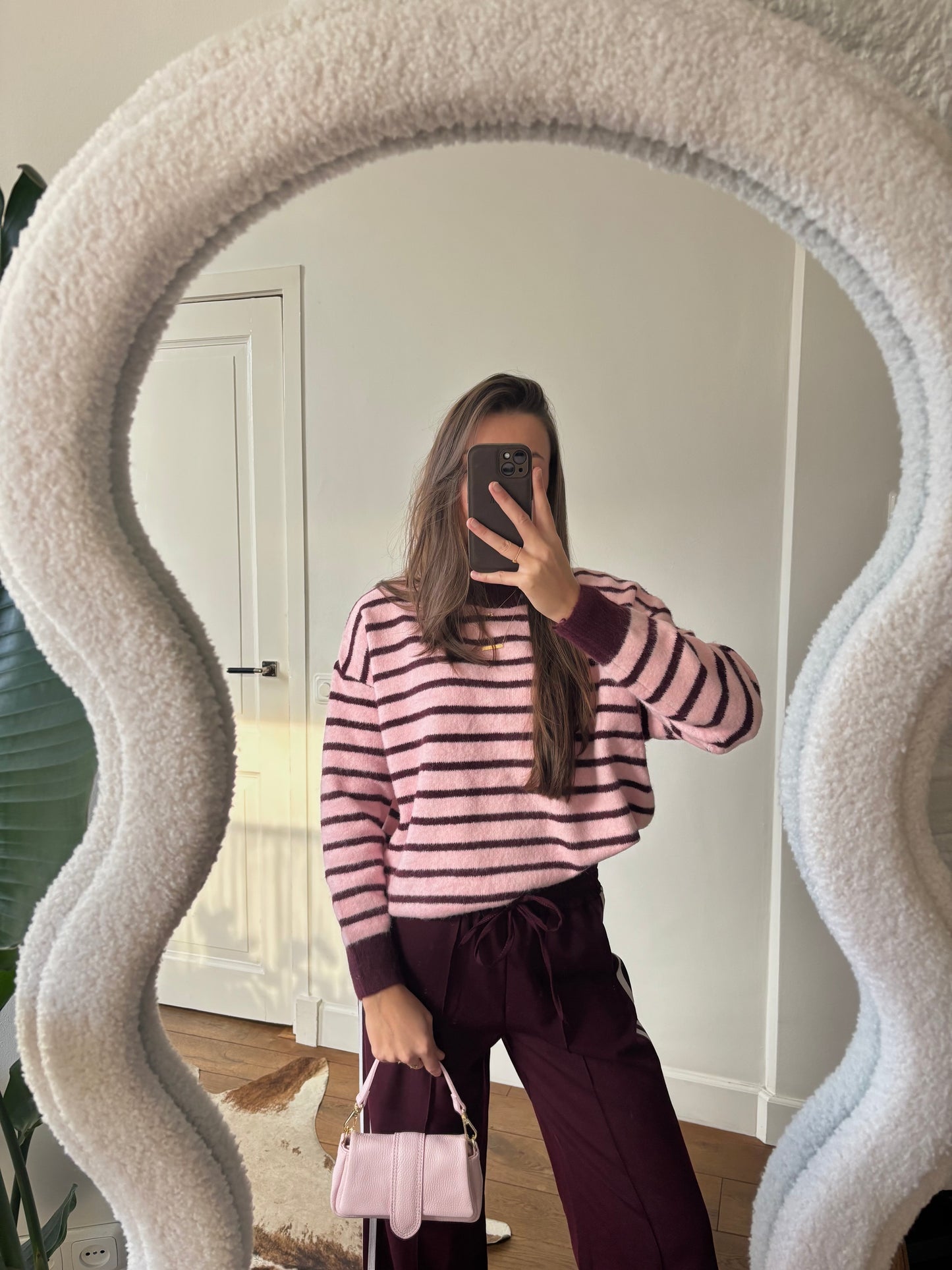 Striped cardigan roze/rood