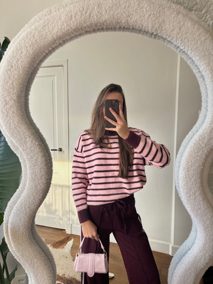 Striped cardigan roze/rood
