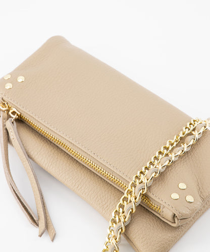 Volly leren tas - taupe