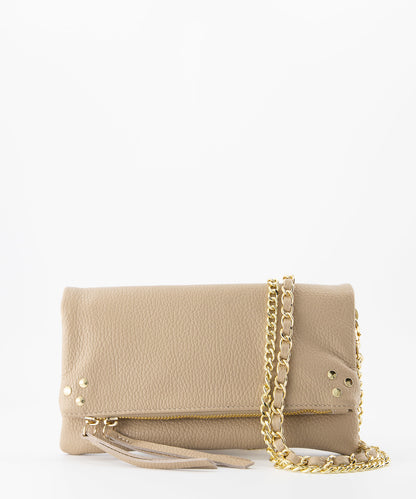 Volly leren tas - taupe