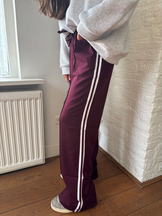 Wide leg stripe pants - bordeaux rood