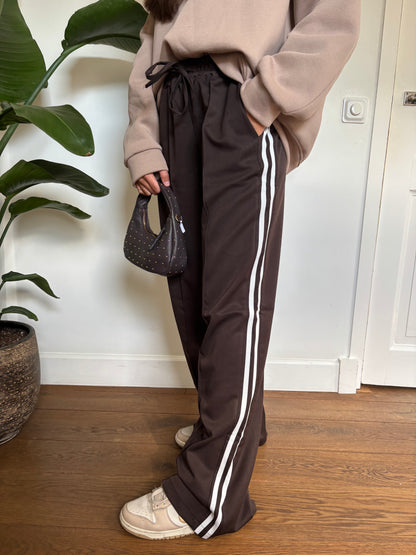 Wide leg stripe pants - bruin