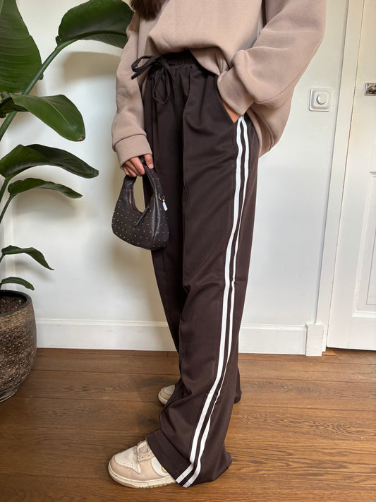 Wide leg stripe pants - bruin